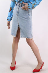 חצאית גינס עם שסע- XS